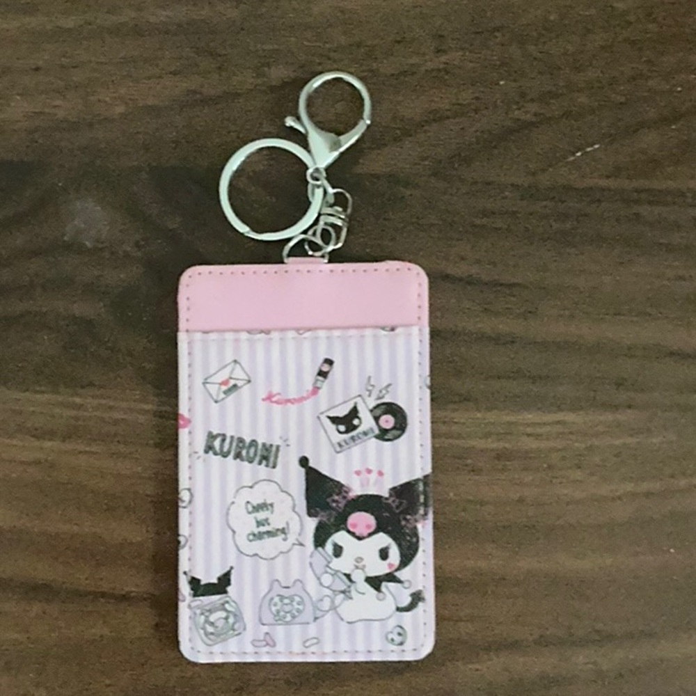 Kuromi Cute Pink and Black Character Keychain Card Holder